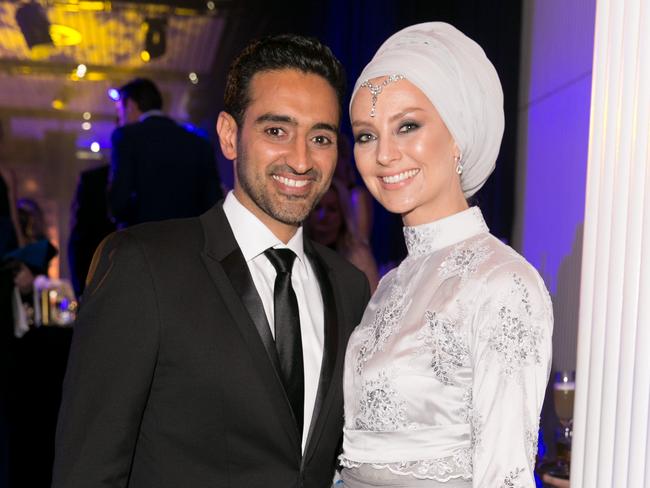 Refreshing voice on major events ... Waleed Aly with his wife Susan Carland.