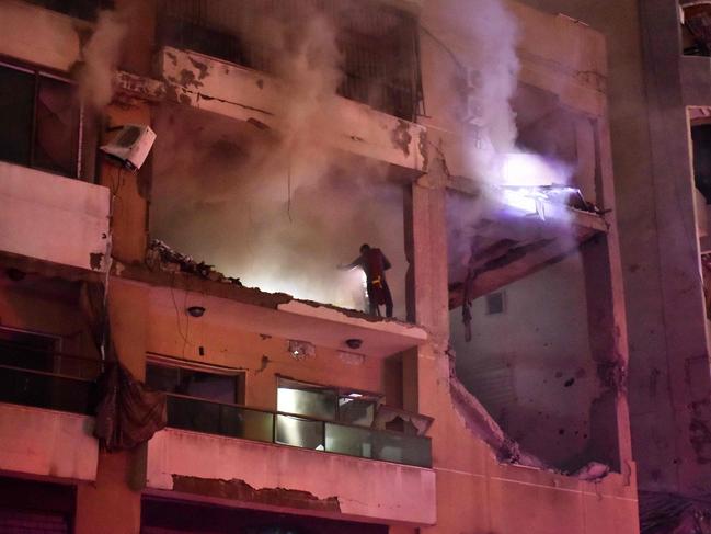 The aftermath of an Israeli strike targeting a Hamas office. Picture: AFP
