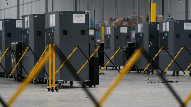 Voting machines at an operational centre in Union City, Georgia. Picture: AFP