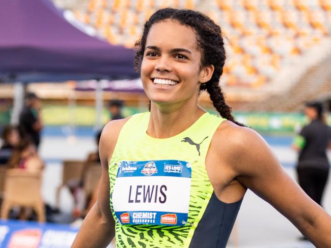 Queensland sensation Torrie Lewis wasn't happy with just one national title this weekend becoming only the third 18 year old in history to do the 100/200 double.PICTURE: CASEY SIMS