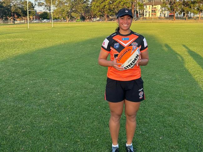 Angel Schaafhausen of the Wests Tigers Lisa Fiaola Cup side. Photo: Contributed