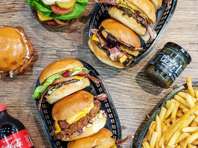 Burgers and hot chips at Brades Burgers in Parramatta. Picture: Supplied