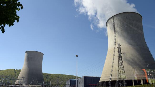 Cooling towers at the nuclear power plant in Chooz, northern France. Picture: AFP.