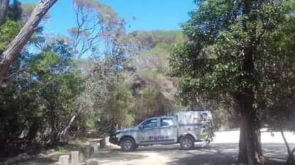 Police on the scene when surfers found the decomposing foot of Melissa Caddick.