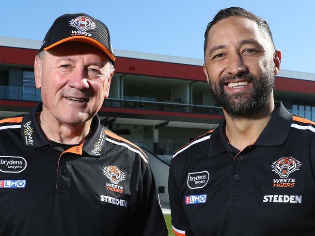 WEEKEND TELEGRAPH SPECIAL. JULY 15, 2022West TigersÃ Tim Sheens and Benji Marshall pictured at Concord Oval today. Picture: David Swift