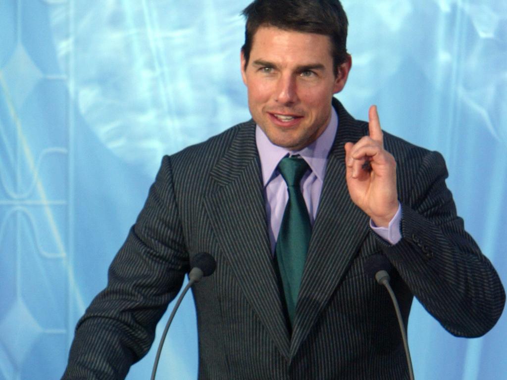 Tom Cruise speaks during the inauguration of the Church of Scientology in Madrid in 2004.