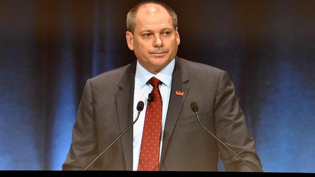 Westpac’s interim CEO Peter King at the AGM in Sydney on Thusday. Picture: AAP