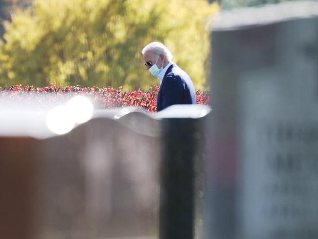 Joe Biden visits his son Beau’s grave. Picture: AFP.