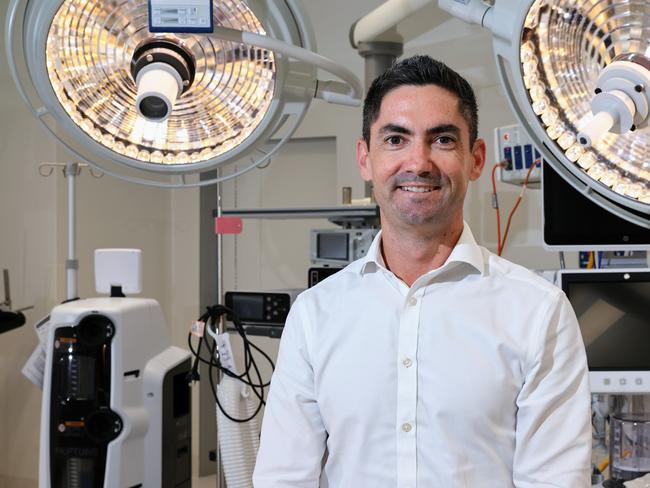 A brand new artroscopic and laproscopic operating theatre will open at the Cairns Private Hospital on Tuesday, which uses the latest technology to make complex surgeries more efficient and deliver better patient outcomes. Cairns Private Hospital chief executive Ben Tooth inspects the new integrated stryker operating system in the newly completed theatre. Picture: Brendan Radke