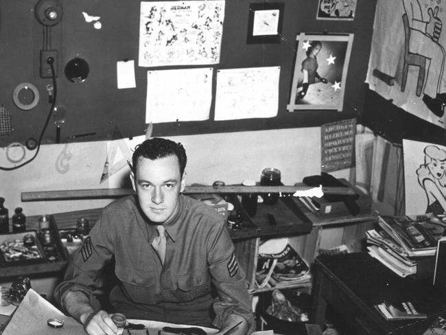 A photograph of Stan Lee when he was enlisted in the US Army during the Second World War. His official title was 'Playwright'. Picture: Twitter @TheRealStanLee