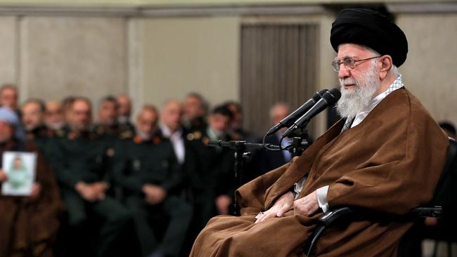 Iran's Supreme Leader Ayatollah Ali Khamenei during a meeting in Tehran after the attacks. Picture: AFP.