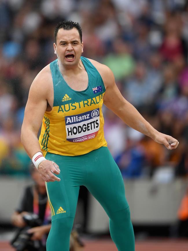 Todd Hodgetts of Australia competes in the Men's Shot Put F20 Final during Day Two of the IPC World ParaAthletics Championships 2017 at London Stadium on July 15, 2017 in London, England. (Photo by Mike Hewitt/Getty Images)