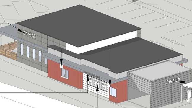 A rough artist’s impression of the proposed Carl's Jr restaurant. Picture: PBA