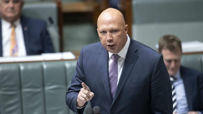 Defence Minister Peter Dutton during Question Time. Picture: NCA NewsWire / Gary Ramage