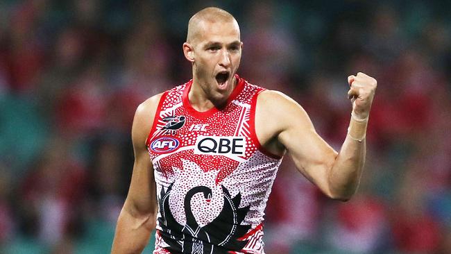 Reid celebrates one of his six goals. Picture: Getty Images