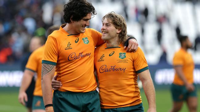 Darcy Swain, left, and Michael Hooper. (Photo by Daniel Jayo/Getty Images)