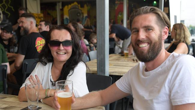 Chantelle Shaun and Mathew Quintain at the newly reopened One Mile Brewery. Picture: (A)manda Parkinson