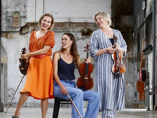 WENTWORTH COURIER ONLY. EMBARGOED TIL JANUARY 13 2021. SEE EDITOR TIM MCINTYRE. Australian Chamber Orchestra Musicians L to R: Satu Vanska, Elizabeth Woolnough and Helena Rathbone dressed in fashions from susatainable Fashion house, Good Day Girl. Picture: John Appleyard