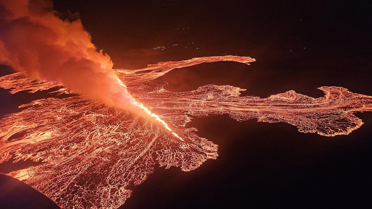 A volcano in southwestern Iceland has roared back to life after eight centuries of silence. Picture: Public Defense Department of the State Police / AFP