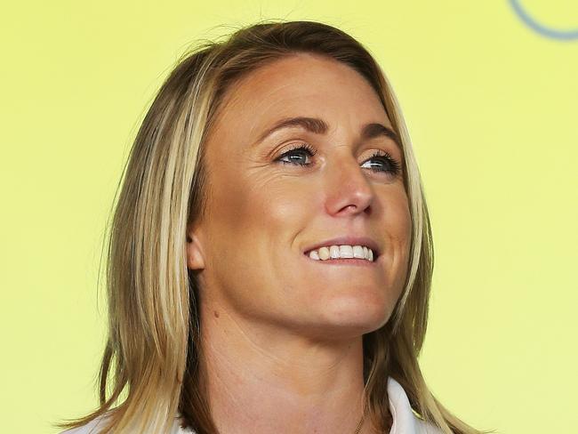 Sally Pearson at the Australian Olympic Committee press conference marking one year to go until the Rio Olympics. Picture. Phil Hillyard