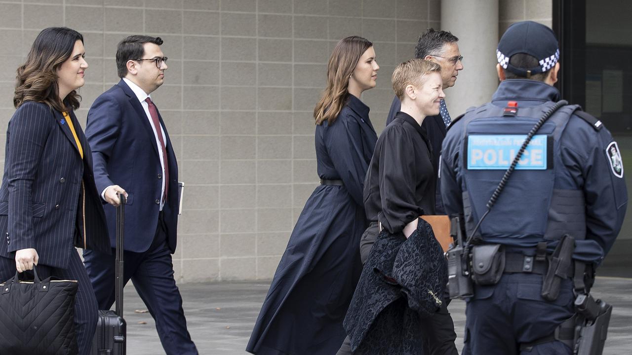 Brittany Higgins arrived with her partner and her lawyers at court in Canberra. Picture: NCA NewsWire / Gary Ramage