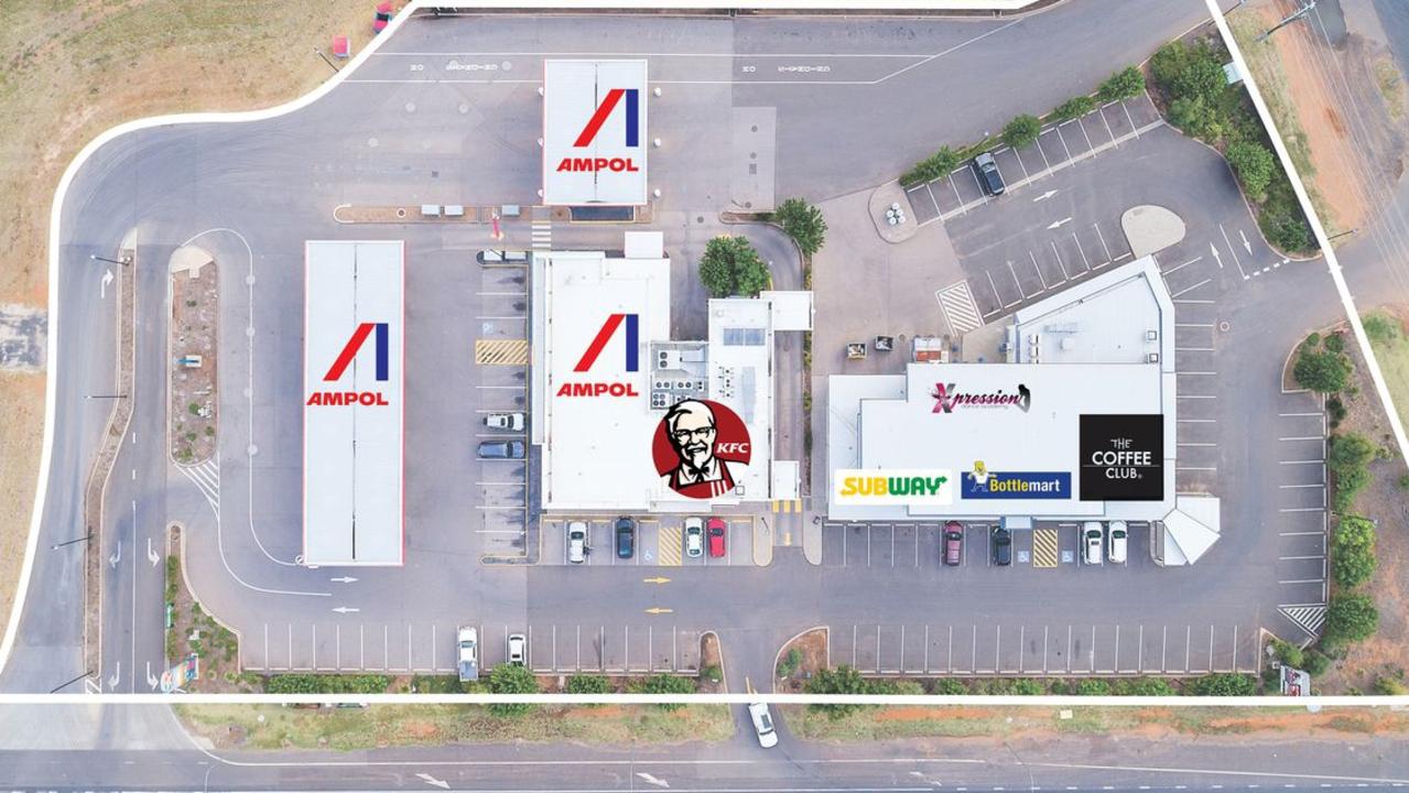 An aerial view of the service station and food precinct in Chinchilla. Picture: Realcommercial.com.au