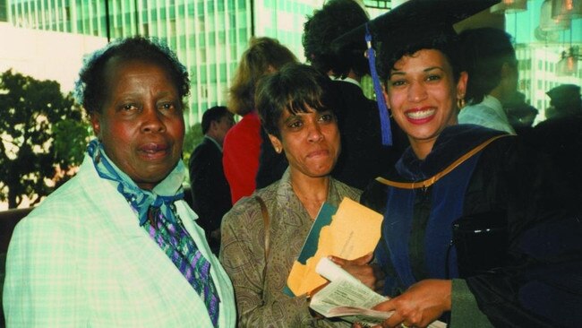 At her law school graduation with her mother and a teacher. Picture: The Times