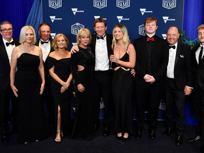 Chris McDermott got the chance to celebrate his induction with family. Picture: Josh Chadwick/AFL Photos/via Getty Images