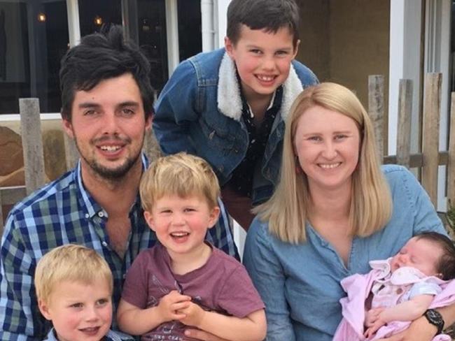 Marc and Alexandra Playford with their children (L-R) Benjamin, Fletcher, Zachary and Tarleigha. Picture: Supplied