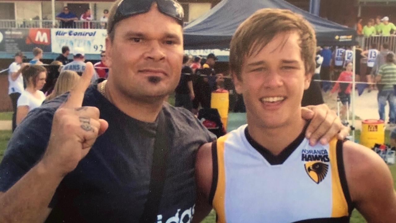 North Melbourne footballer Kyron Hayden with his father Clive.