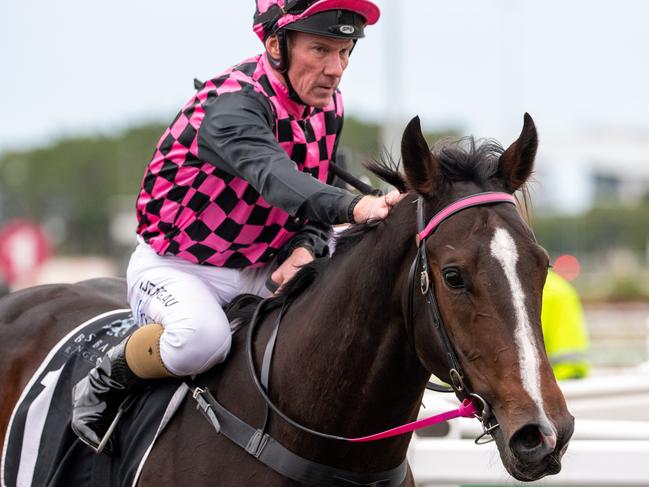 Jockey Jim Byrne returns to scale after riding Rothfire to victory in race 6, the Moet & Chandon Champagne Classic, during Eagle Farm Race Day at Eagle Farm Racecourse in Brisbane, Saturday, May 23, 2020. (AAP Image/Supplied by Michael McInally, Racing Queensland) NO ARCHIVING, EDITORIAL USE ONLY