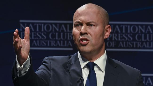 Josh Frydenberg sells the budget at the National Press Club. Picture: Getty Images