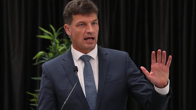 Energy Minister Angus Taylor speaks at the National Innovation Centre today. Picture: Brett Costello