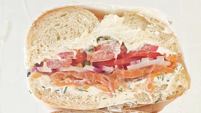 The Classy Lox cured salmon bagel at O Bagel in Brisbane City.