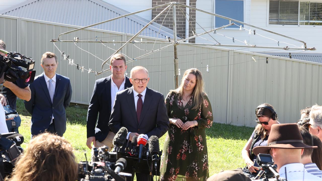 Anthony Albanese promoting his housing policy in East Gosford. Picture: Liam Kidston