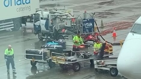 Post-punk band Chimers posted a video to social media allegedly showing poor baggage handling at Sydney airport. Picture: Supplied