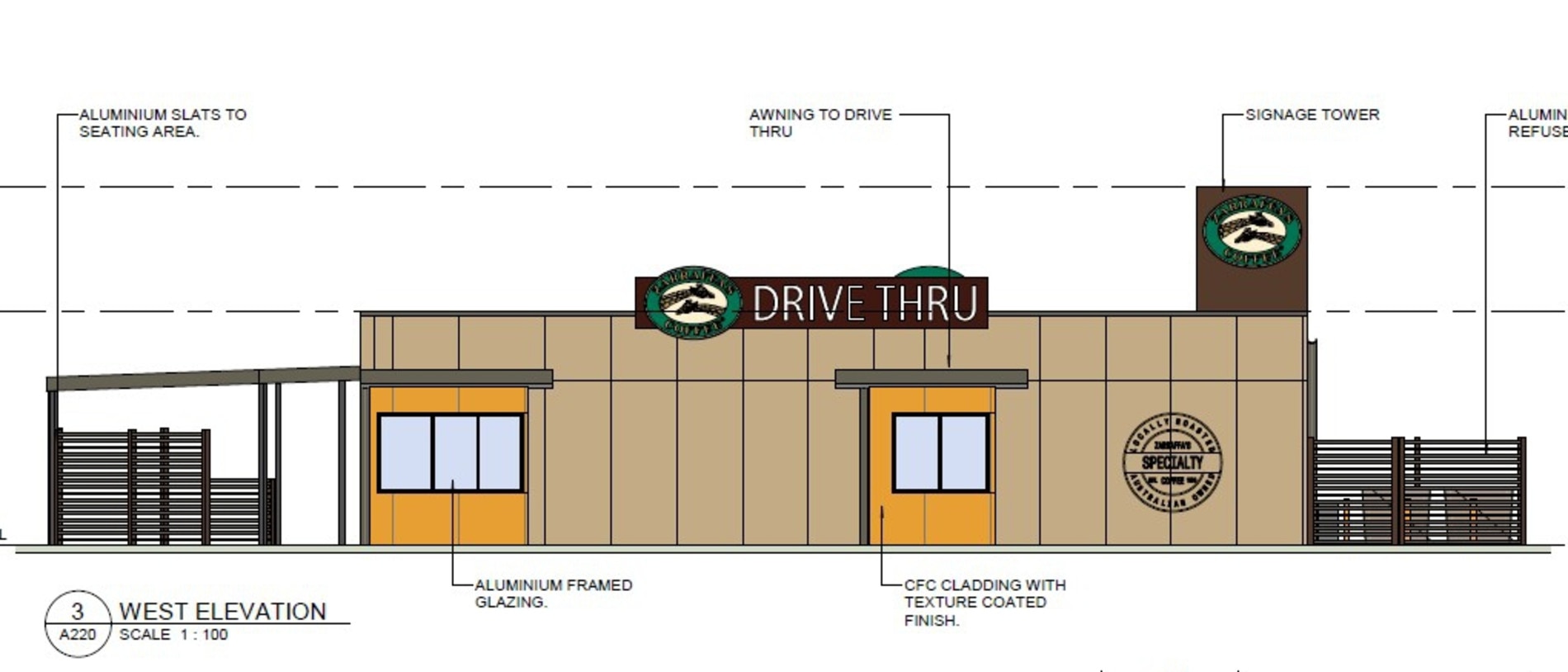 Plans for Zarraffa's Coffee at 6 Lawrie Street, Gracemere.