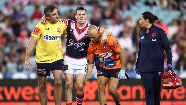 Luke Keary suffered a torn ACL in the Roosters round three match against the Rabbitohs in 2021. Picture: Getty Images.