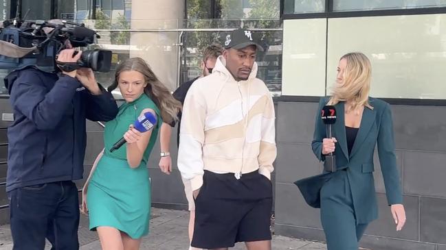 British rapper and YouTuber Yung Filly was reporting for bail at the Perth Police Station on Fitzgerald Street just after 10am on Saturday, October 12. Picture: Backgrid