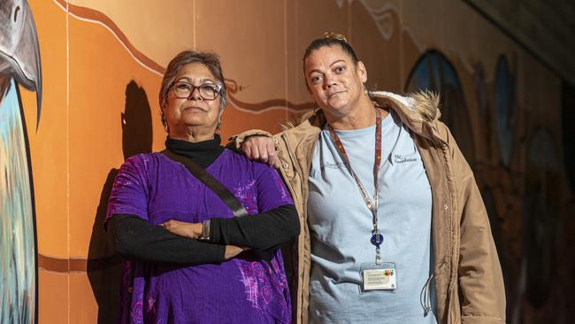 Jackie Cameron and Courtney Mongoo from the Carnarvon Community Patrol. Picture: Jon Gellweiler/news.com.au