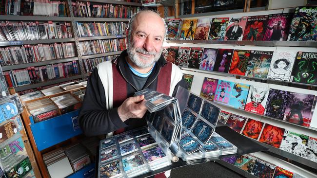 Alternate Worlds owner Joseph Italiano with his Vanguard Cardfight cards which were the subject of a tiff with geek supplier. Picture Rebecca Michael.