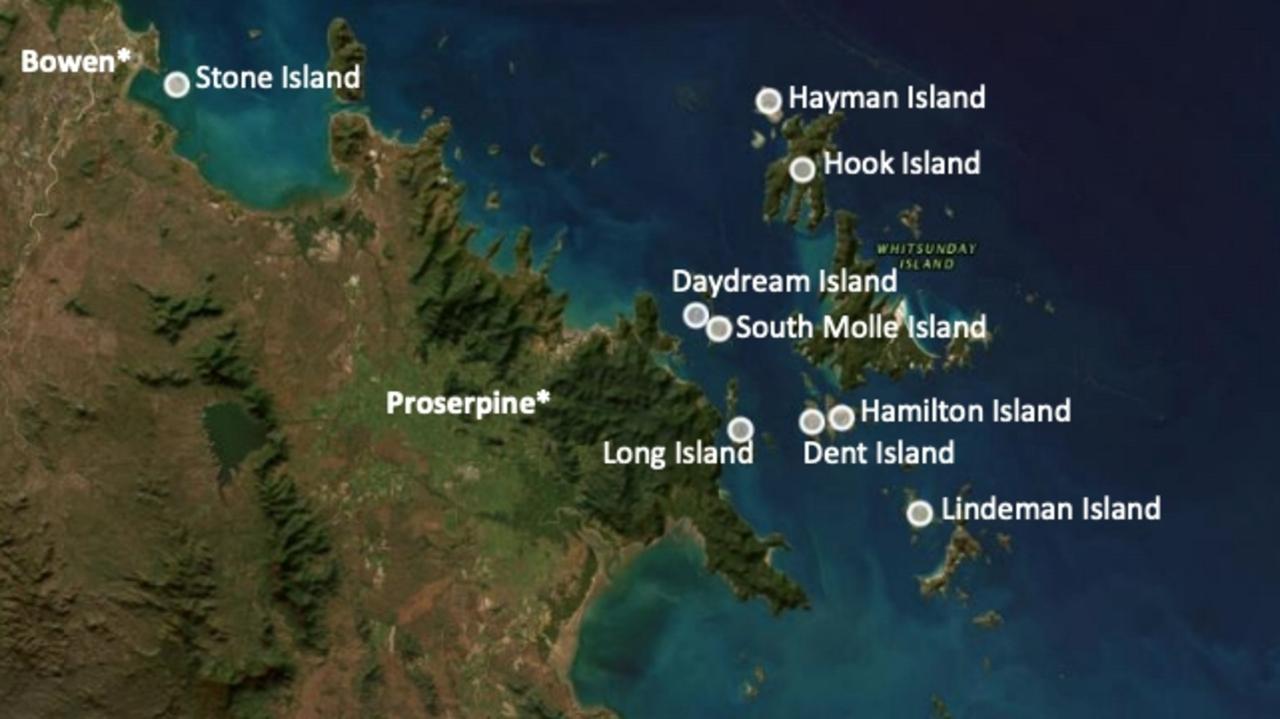 A map of the Greater Whitsundays region in North Queensland.