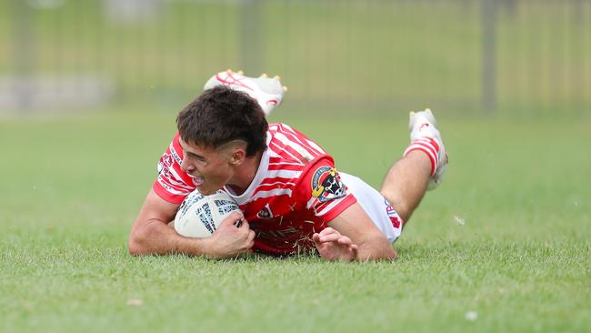 Dragons Toby Rumble scores a try in the Laurie Daley SLE Cup Grand Final. Pic: Sue Graham