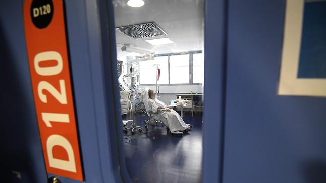 A patient in an intensive care unit COVID-19 at the University Hospital of Strasbourg in Strasbourg, eastern France. Picture: AFP