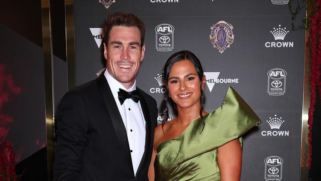 Jeremy Cameron and Indiana Putra got married on their farm on Friday. Pictured at the 2023 Brownlow Medal. Picture: Graham Denholm/Getty Images