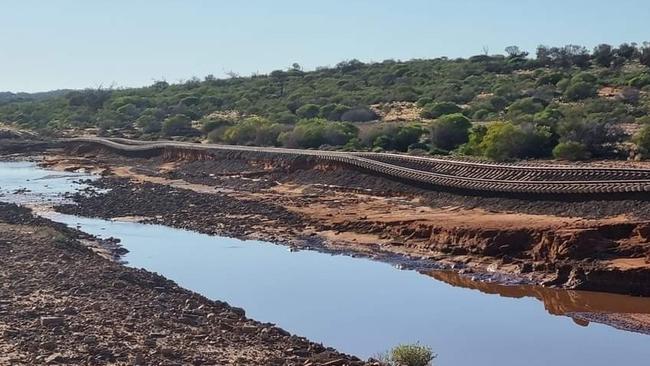 Woomera Railway lines impacted by floods. Damien Butler