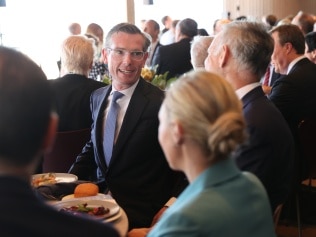 Premier Dominic Perrottet with guests inside the Sydney Opera House before the Bradfield Oration 2021 is delivered. Picture: Richard Dobson