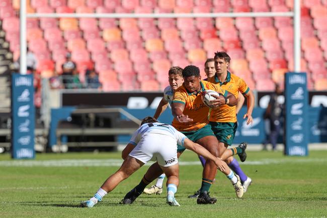 Ball carrier Trevor King of Australia during the U20 Rugby Championship match between Argentina and Australia. Photo by Richard Huggard/Gallo Images.