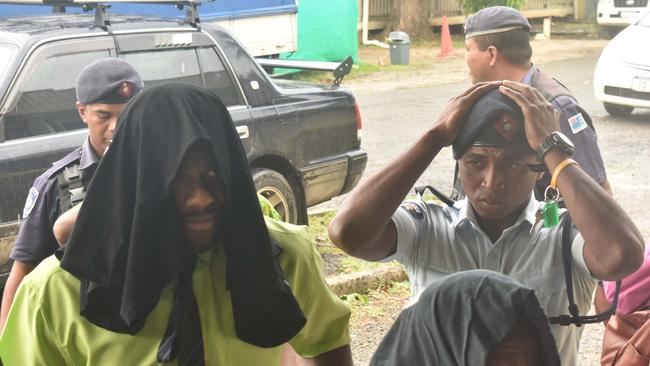 Eels superstar Maika Sivo appears in a Fijian court after being charge with “indecently annoying” a female bartender at a poolside Christmas partyPicture: Fiji Sun/Waisea Nasokia