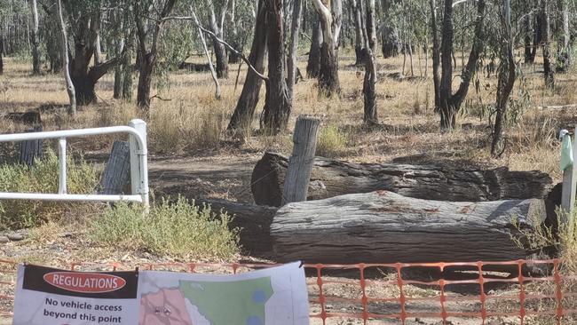 One of the access tracks to Barmah Island that Parks Victoria closed just days before Easter.